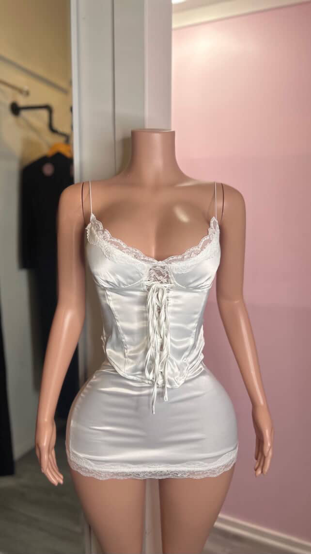 Satin mini skirt set