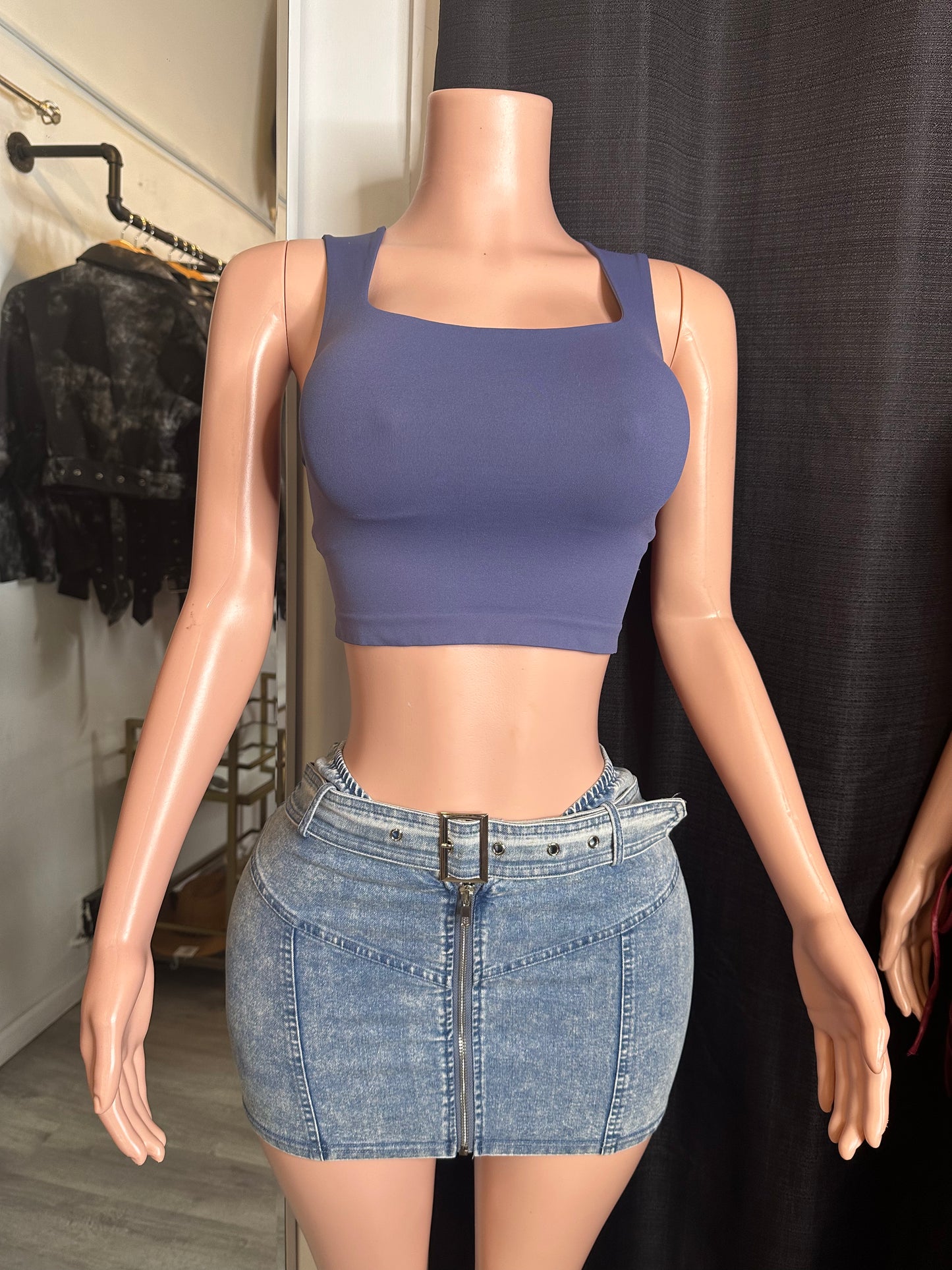 Belted mini skirt