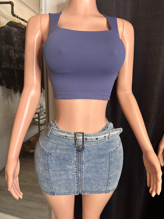 Belted mini skirt