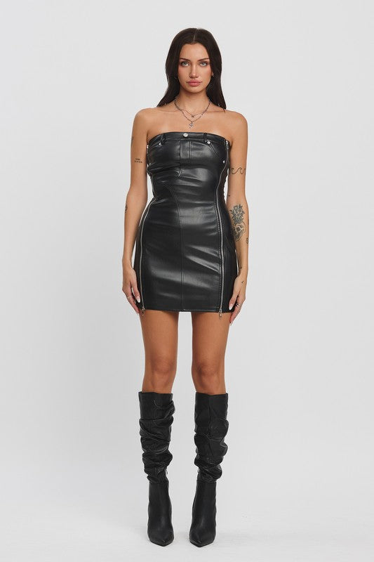 Leather tube dress