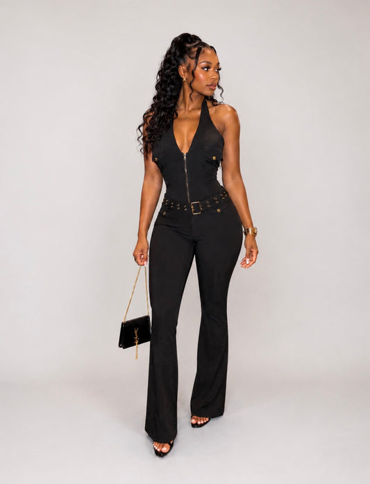 Halter cargo jumpsuit