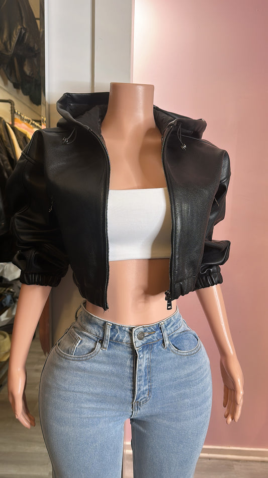 Urban leather crop jacket