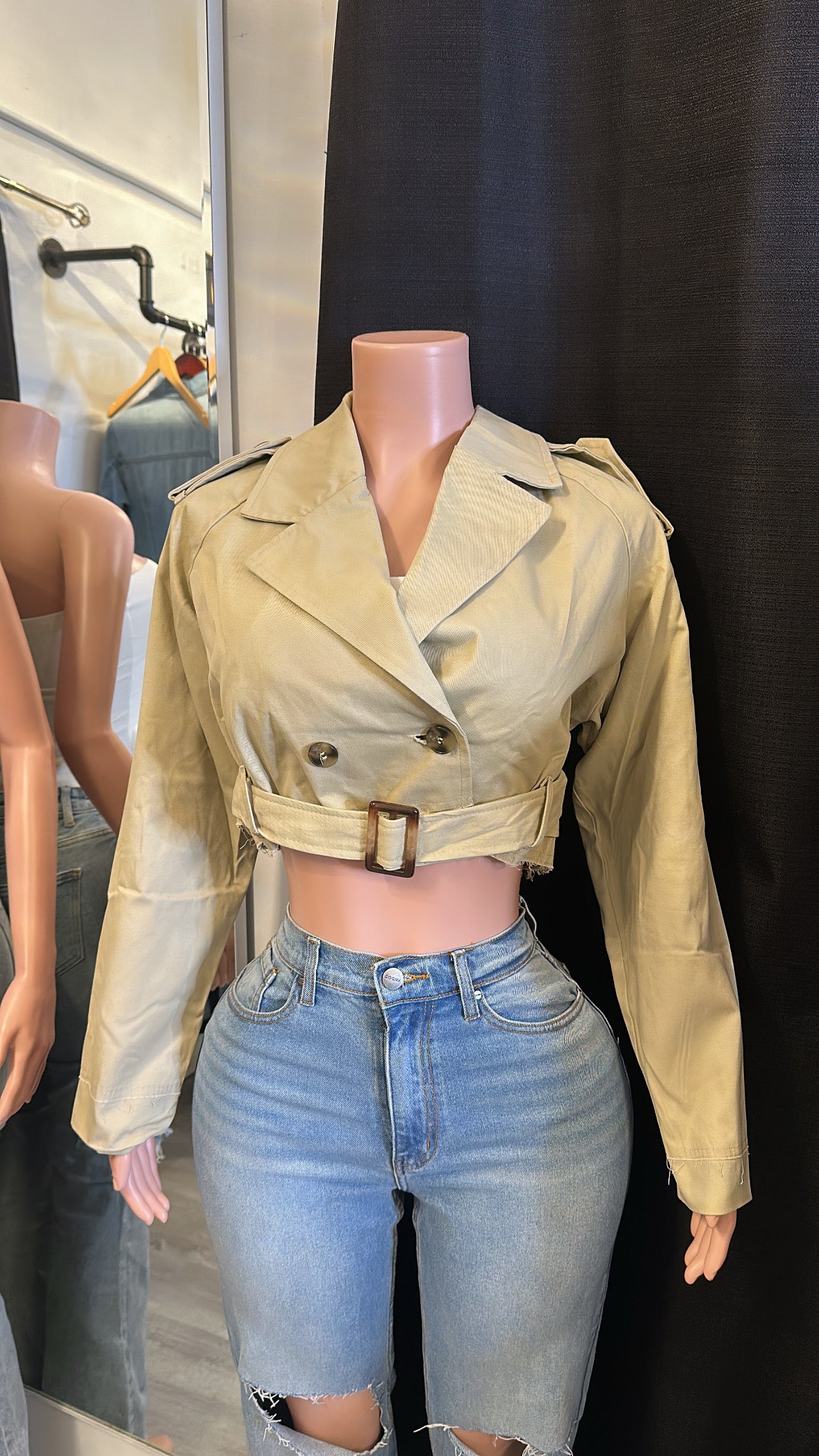 Crop trench jacket