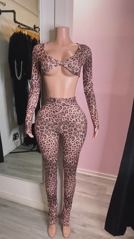 High waist leopard set